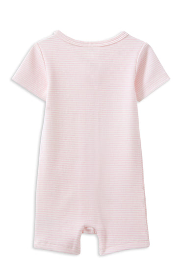 Milky - Pink Stripe Rib Zip Romper